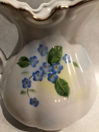Vintage Lefton China Porcelain Hand Painted Drink Pitcher SL4190 Blue Flowers 2