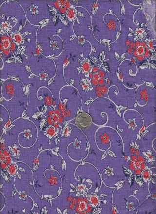 Vintage Feedsack Purple Orange White Floral Feed Sack Quilt Sewing Fabric