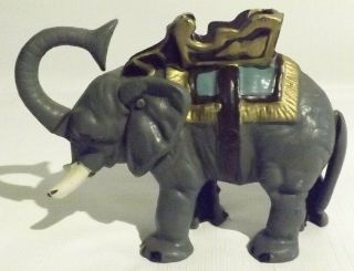 Vintage Cast Iron Elephant Mechanical Piggy Bank