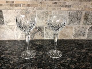 Set Of Two Vintage Waterford Lismore Crystal Wine Goblets Hocks Glasses 7 3/8 "