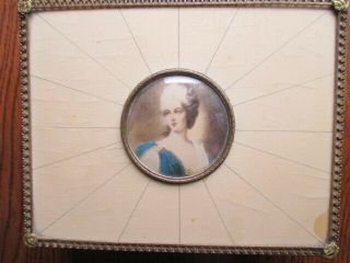 Vintage Celluloid Musical Jewelry Box With Miniature Portrait