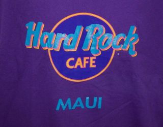 Vintage 90s Hard Rock Cafe Maui Hawaii Purple Short Sleeve Graphic Shirt Size Xl