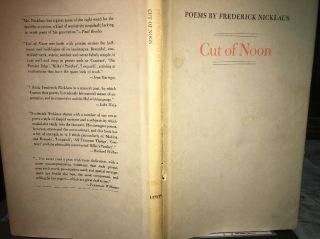 Cut Of Noon / Poems By Frederick Nicklaus Signed Lmt Ed Of 1000 Copies Uncommon