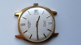 Mens Vintage Rotary 17j Gold Plated Swiss Calendar Watch For Spares Repairs