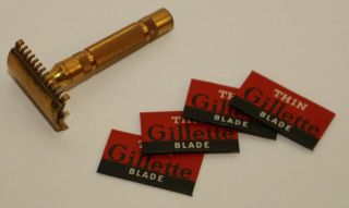 Vintage Gold Gillette Razor and Blades 2