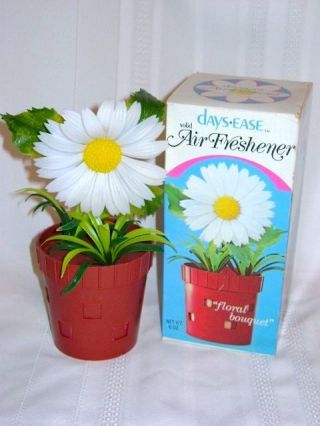 Vintage 1970s 1980s Days Ease Floral Bouquet Daisy Flower In Pot Air Freshener