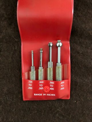 Vintage Starrett No.  S829e Set Of 4 Small Hole Gages