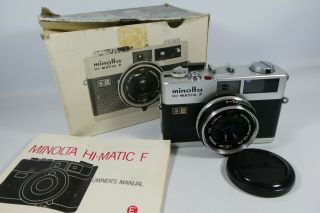 Old Vintage Minolta Hi - Matic F Compact 35mm Film Camera Please Read