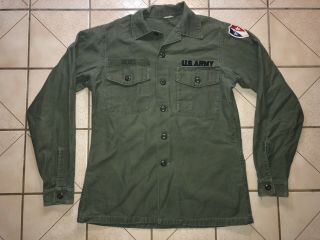 Vtg 60s 70s Us Vietnam War Army Green Og 107 Button Shirt Sateen Military Usa M