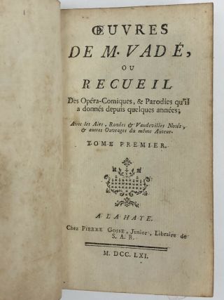 OEUVRES DE M.  VADÉ OU RECUEIL 4 TOMES COMPLET 1761 2