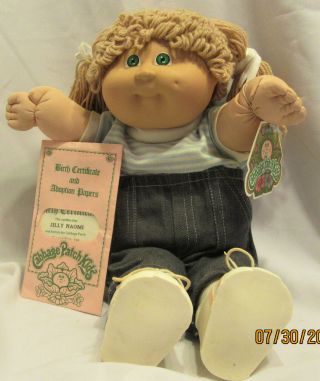 Cabbage Patch Kid " Jilly Naomi " Dob 9/1/85 W/birth Certificate - Real Cutie