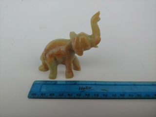 Vintage JADEITE JADE Carved LUCKY ELEPHANT Figurines Trunk Up. 8