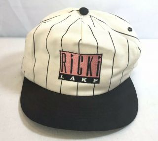 Vintage 1990s Ricki Lake Tv Talk Show Snapback Hat Cap Off White/black Stripes