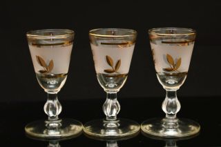 VINTAGE LIBBEY GOLD LEAF LIQUEUR CORDIALS SHOT GLASSES SET OF 6 2