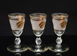 VINTAGE LIBBEY GOLD LEAF LIQUEUR CORDIALS SHOT GLASSES SET OF 6 3
