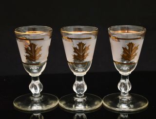 VINTAGE LIBBEY GOLD LEAF LIQUEUR CORDIALS SHOT GLASSES SET OF 6 4