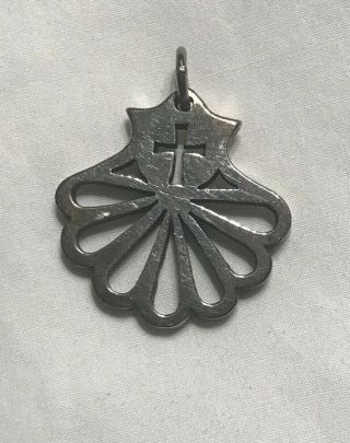 Vintage Retired James Avery Sterling Silver Cross Clam Sea Shell Pendant Charm