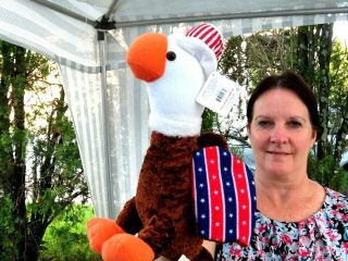 ✅ Vintage Kellytoy 17 " Bald Eagle Patriotic American Flag Plush Stuffed Animal