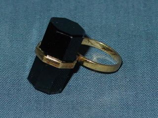 Vintage Silver Modernist Ring Smokey Quartz Topaz Faceted Octagonal