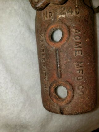 ANTIQUE CAST IRON - ACME - TRAILER HITCH 240 HITCH WITH BALL - VINTAGE 3