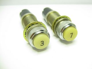 (2) Vintage Dialco Panel Mount Indicator Lights Inscribed With Numbers " 3 " & " 7 "