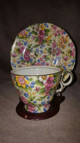 Vintage Royal Winton Grimwades Floral Chintz Teacup & Saucer England