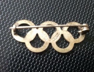 Vintage 1936 German Berlin Olympics Ring Badge Brooch Marked Gesch 2