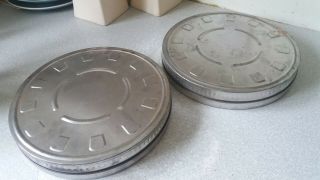 2 X Vintage - Sony - Cinema / Movie Film Reel Tin / Canisters - 9 Inch Diameter