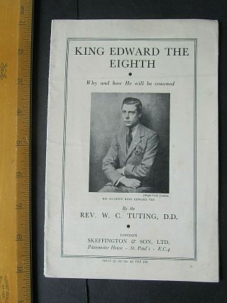 King Edward The Eighth - Rev.  W.  C.  Tuting - 1st Pb 1936