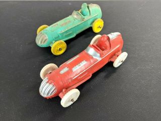 Vintage Auburn Rubber Toy Indy Race Cars Red & Green,  536,  6” Plastic Toy