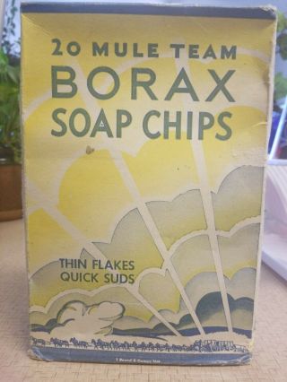 Vintage 20 Mule Team Borax Soap Chips 1lb 6oz Thin Flakes