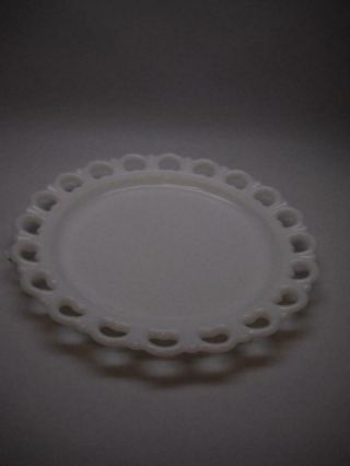 Vintage Milk Glass White Tray With Scalloped Heart Loop Edges Round Shape