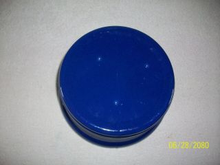 Vintage Bauer Pottery Cobalt Blue Glazed Covered Ringware Pattern Dish 4