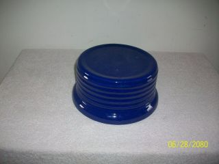 Vintage Bauer Pottery Cobalt Blue Glazed Covered Ringware Pattern Dish 5