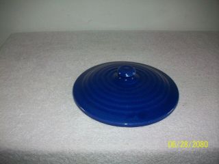 Vintage Bauer Pottery Cobalt Blue Glazed Covered Ringware Pattern Dish 8
