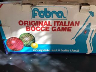 Fabra Vintage Bocce Ball Set Made In Italy Backyard Game With Box