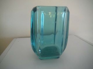 Vintage Turquoise Sklo Union Vase Vizner For Rudolfova