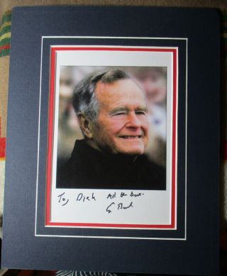 Vintage Photographic Print & Autograph George H W Bush