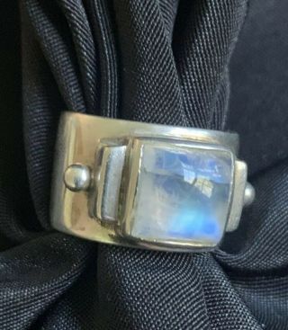 Vintage Moonstone Square Cabochon And Sterling Silver Ring Size 6.  5