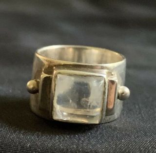 Vintage Moonstone Square Cabochon and Sterling Silver Ring Size 6.  5 8