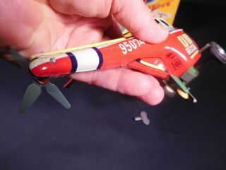 vintage 1950 ' s tin toy wind up RESCUE HELICOPTER NMIB - MARUSAN JAPAN 7