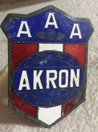 Vintage Aaa Akron Osaa Automobile Club License Plate Topper Attachment
