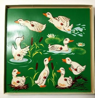 Vintage Simplex Play - Board Wooden Puzzle With Ducks 1192 Made in Holland EUC 2