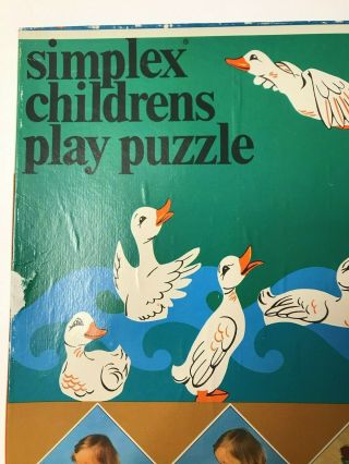 Vintage Simplex Play - Board Wooden Puzzle With Ducks 1192 Made in Holland EUC 5