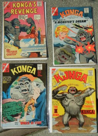 4 Vintage Konga Comic Books Charlton 5,  17,  20 Kongas Revenge 3
