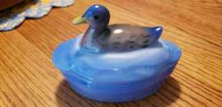 Vintage Signed Czechoslovakia Small Duck Two Piece Dish - Hand Painted - 4.  5 " Length