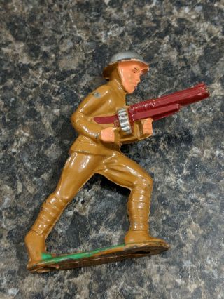 Vintage Manoil/barclay Lead Toy Soldier Charging Heavy Machine Gunner