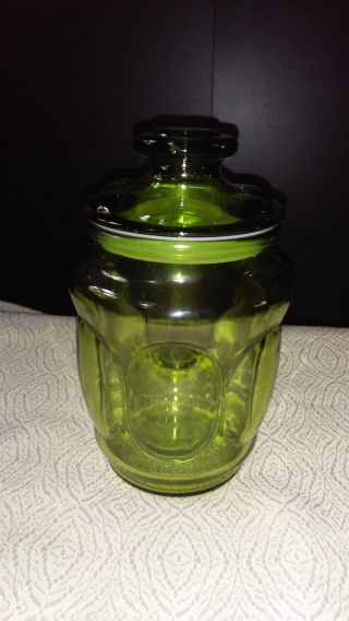 6 " Vintage Green Jar With Lid Candy Dish Jar Apothecary In Inch A009