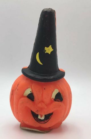 Vintage Gurley Halloween Candle Jack O Lantern Pumpkin With Witch 