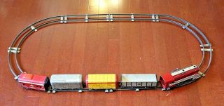 Vintage Windup 1010 Hafner Train Locomotive And Cars W/ Oval Track Great